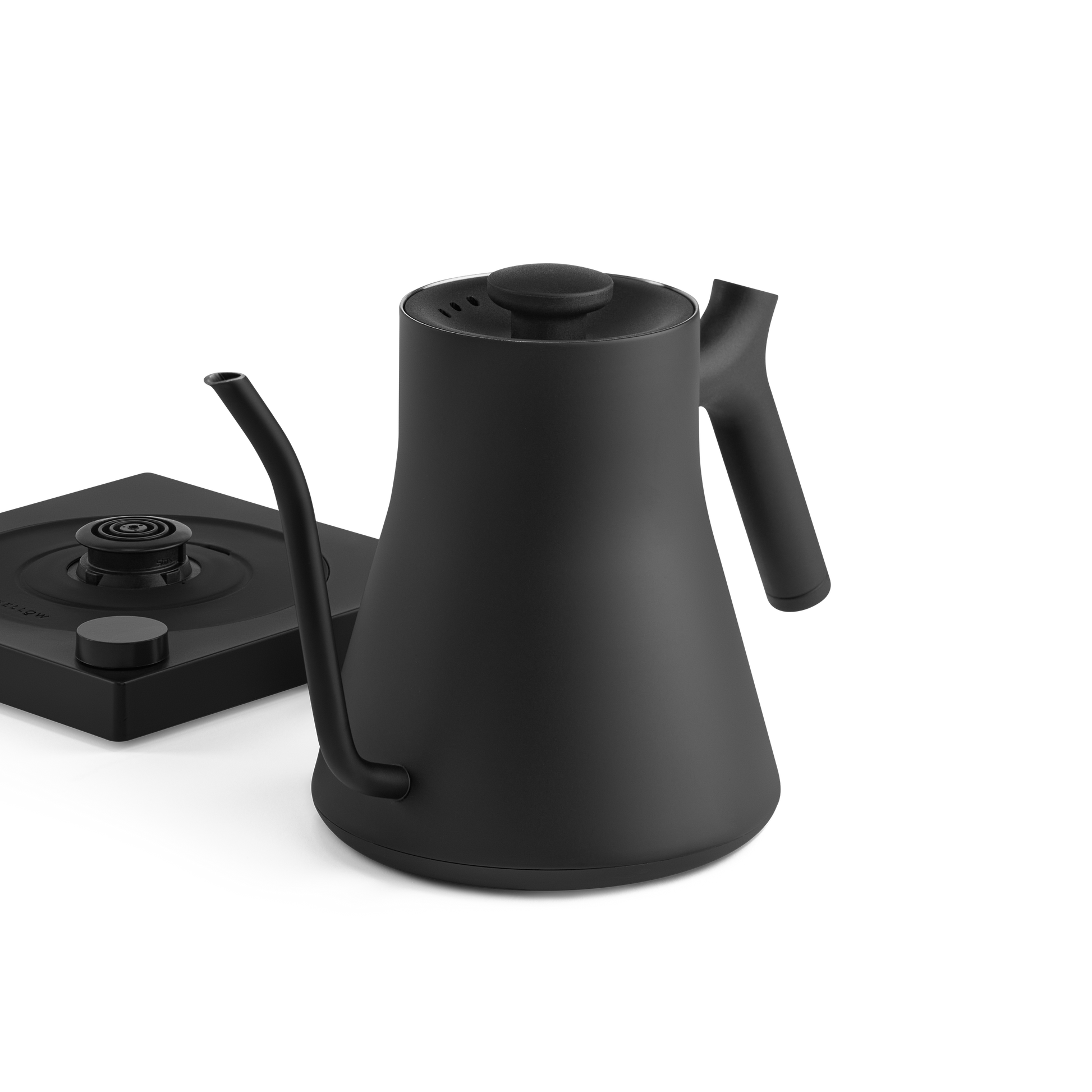 Black electric kettle on a white background